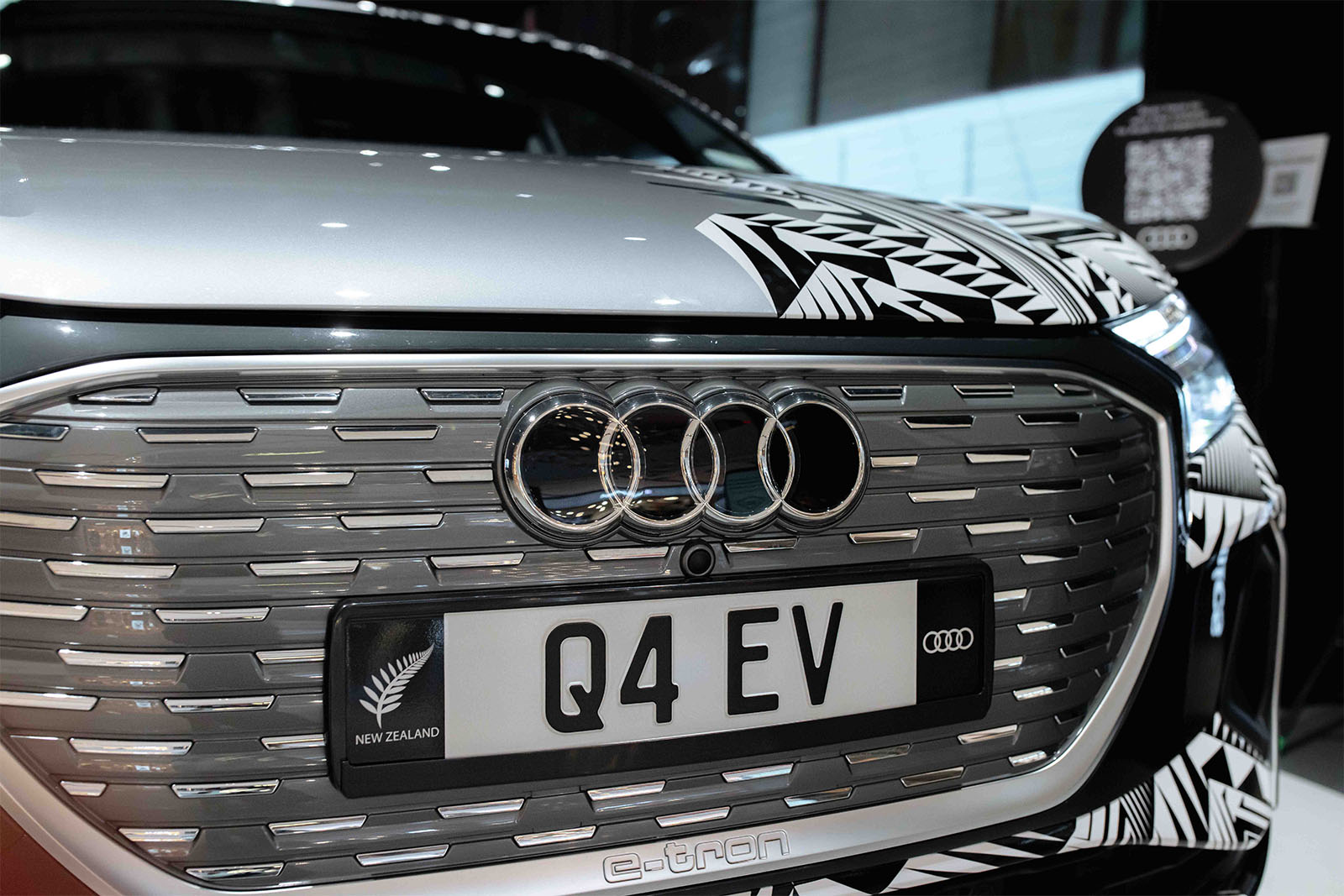 Front grill of the new Audi Q4 e-tron EV SUV
